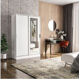 Tumblera Berceste Beyaz 2 Sürgü Kapaklı Aynalı 8 Bölmeli Dolap Gardırop 120x48 cm