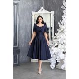 TUMEL DESİGN Vanessa Lacivert Kare Yaka Kloş Maxi Abiye Elbise
