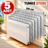 TUMKE 5 Adet Petek Arkası Isı Yalıtım Levhası Alüminyum Isı Yansıtıcı Folyo Radyatör Kalorifer Arkası Yalıtım Levhası