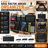TUMKE Bagaj Çantası Araç Koltuk Arkası Organizer 8 Cepli Katlanabilir Bagaj Organizer Çok Amaçlı Oto Düzenleyici Siyah