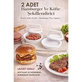 TUMU LIFE 2 Adet Hamburger ve Köfte Şekillendirici Pres Pratik Köfte Kalıbı Burger Yapma Aparatı