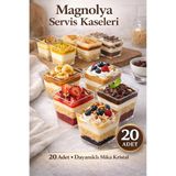 TUMU LIFE 20'li 200Cc Kübik Prizma Mika Magnolya Kase Plastik Tatlı Sunum Kabı Dondurma Puding Meze Salata Cup
