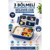 TUMU LIFE 3 Bölmeli 304 Paslanmaz Çelik Lunch Box Beslenme Kabı Yemek Kabı Isı Yalıtımlı | Beslenme Çantası