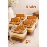 TUMU LIFE 6'lı Kare Tiramisu Cup 280 cc Mika Kase Plastik Şeffaf Kapaklı Sunum Kabı Tatlı & Meze Ve Salata Kap
