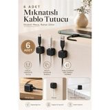 TUMU LIFE 6’lı Mıknatıslı Kablo Tutucu Yapışkanlı Masa Üstü Kablo Düzenleyici Set