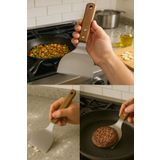 TUMU LIFE Ahşap Saplı Paslanmaz Çelik Kek Pasta Mangal Spatulası
