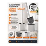 TUMU LIFE Beyaz Renk Silikon Banyo Tuvalet Klozet Temizleme Fırçası Ve Tutucu Set 1 ADET