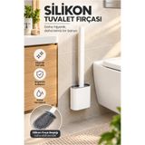 TUMU LIFE Beyaz Renk Silikon Banyo Tuvalet Klozet Temizleme Fırçası Ve Tutucu Set 1 ADET