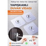 TUMU LIFE Pratik 1 Adet Güçlü Yapışkanlı Duvar Vidası Matkap Delme Yok - Elbise Çervece Askısı Çivi