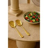 Tumu Life Pratik 2 Adet Paslanmaz Gold Çelik Lüx Servis Salata Kaşığı Spatula Çelik Yemek Servis Kaşığı 21CM - Sarı