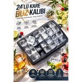 TUMU LIFE Pratik 24'lü Sililkon Kare Buz Kalıbı | 24 Adet Silikon Kare Buz Kalıbı | Sunum Buzluk