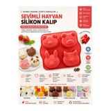 TUMU LIFE Silikon Büyük Boy 4'lü Ayıcık Şeklinde Buz Kalıbı | 4'lü Sevimli Ayı Şekilli Buz Kalıbı