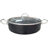 Tuna House Sevde Serisi Granit Basık Tencere - Gri - Mat Siyah - 26 cm