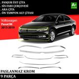 Tuna Oto Vw Passat B8 Far Üzeri Çıta & Sis Farı Çerçevesi & Ara Çıtası & Tampon Çitası Krom Takımı 2015 2016 2017 2018 2019
