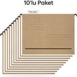 Tunakart ASD2003 Plastik Çubuklu Askılı Telli Dosya 10'lu Paket - Kraft - 24x31,50 - Askılı dosya