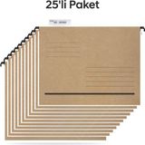 Tunakart ASD2003 Plastik Çubuklu Askılı Telli Dosya 25' Li Paket - Kraft - 24x31,50 - Askılı dosya