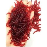 Tunalar Tarım 10 x 3.5 cm Gerçek Görünümlü Kokulu Silikon Yapay Solucan Olta Balık Yemi - Kırmızı - 3,5 cm