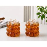 Tunay 2 Adet Kabartmalı Borosilikat Cam Kulpsuz Kupa BARDAK-350 ml - Şeffaf