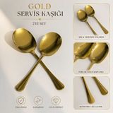 Tunay 2'li Paslanmaz Gold Servis Kaşığı Seti- 25 cm