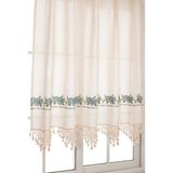 Tuncay Tekstil Mavi Kanaviçeli El Dantelli Fon Perde Ekstraforlu Pamuk Kumaş 250 x 120 cm