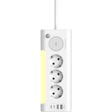 Tuncmatik S-Link PRZ06 3 Soketli 2 USB 2 Type-C PD20 2m 306 Joule Tam Bakır Kablolu Beyaz Akım Korumalı Priz - Çok Renkli