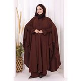 Tunik, Pantolon Ve Abaya Üçlü Takım 8663 Kahverengi