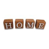 TUN'S WOODS Beyaz Home Yazılı Ahşap Dekoratif Küpler El Yapımı Mini Blok Seti 4cm