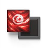 Tunus - Abstract Efektli Bayrak - Baskılı Kare Buzdolap Magneti