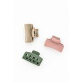 Tupek Store 3'lü Mat Pastel Mandal Saç Tokası Seti 4x2 cm | Bej, Pudra Pembe, Yeşil | Günlük Kullanım