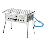 TÜPLÜ LAV TAŞLI GÜRSAÇ PASLANMAZ KROM MANGAL SETİ 35X45 cm