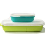 Tupperware 2'li Beslenme Kabı Lunchbox Clevere Pause 590 ml Misket Limonu + 120 ml Açık Turkuaz Ekmek Bentobox