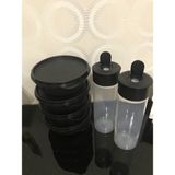 Tupperware 300 ml. 4'lü Şeker Kap ve 2'li Duru Sosluk Set - Siyah