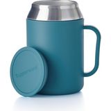 Tupperware 400 ml Pompalı Termos Kahve Bardağı Mavi Çelik Malzeme ile Dökülme Emniyeti