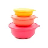 Tupperware Aloha 3 lü Set ( 2L Açık Pembe + 1L Somon + 450ml Sarı Kase)
