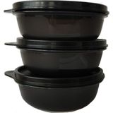 Tupperware Buzdolabı Saklama Kabı 3'lü Şeker Kaplar 300 ml Hsgl - Siyah