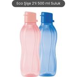 Tupperware Eco Şişe 2li 500 ml Suluk Pamuk Şeker ve Deniz Mavisi