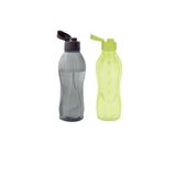 Tupperware Eco Şişe Kolay Kapak 1L, 2'li Set, Siyah ve Yeşil, Plastik Matara
