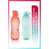 Tupperware Eco Şişe Suluk 500 ml Su Mavisi ve Kolay Kapak Pembe 2'li Hafif ve Sızdırmaz Tasarım