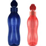 Tupperware Eko Şişe 1 lt Lacivert ve 750 ml Mercan Suluk