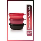 Tupperware Hermetik Plastik Saklama ve Servis Kabı Seti 3x300 ml Turuncu Dokulu – Su Geçirmez ve Düzenleyici - 1 Adet