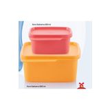 Tupperware Kare Buzdolabı Saklama Kabı 500ml +160ml Kırmızı Etiket