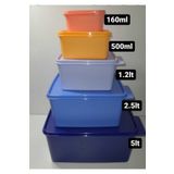 Tupperware Kare Saklama Kabı 5’li Çok Amaçlı Kutu Renkli 160-500-1.2-2.5-5l
