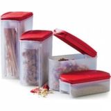 Tupperware Oval Dizayn 4'lü Set - Kırmızı