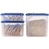 Tupperware OVAL MODÜLER SET 3'LÜ 1.1-2.6-4 Lt MAVİ GIDA SAKLAMA KABI