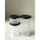 Tupperware Oval Yuvarlak Siyah 3lü Set - Siyah Şeffaf