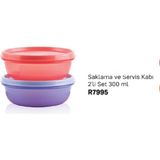 Tupperware Saklama ve Servis Saklama Kabı 2 Li Set 300 şeker kap