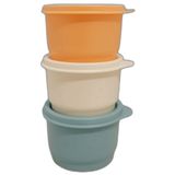 Tupperware SET (3) Buzdolabı Uno 120 ml Renkli Turuncu Beyaz Mavi Kutu Stok Saklama Kabı Julchen