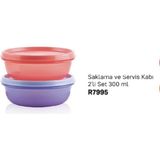 Tupperware Tupperware saklama ve Servis Saklama Kabı 2 Li Set 300 ml Esc - Mor - Kırmızı