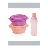Tupperware Yıldız Kap 2`li 400ml Mor ve Somon VE ECO Şişe 500ml Pamuk Şeker