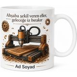 Tupya Gift Ahşap Cnc Makinesi Operatörü Bilgisayarla Mobilya Kesen Hediye Seramik Kupa Bardak - Adet - Beyaz